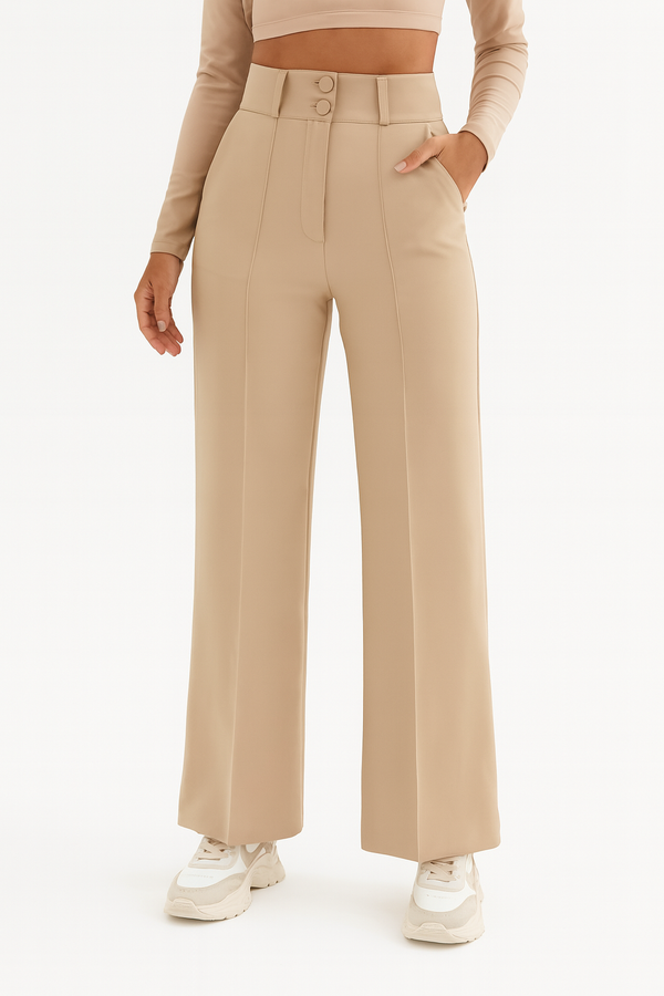 Elegant Double-Breasted Wide-Leg Trousers