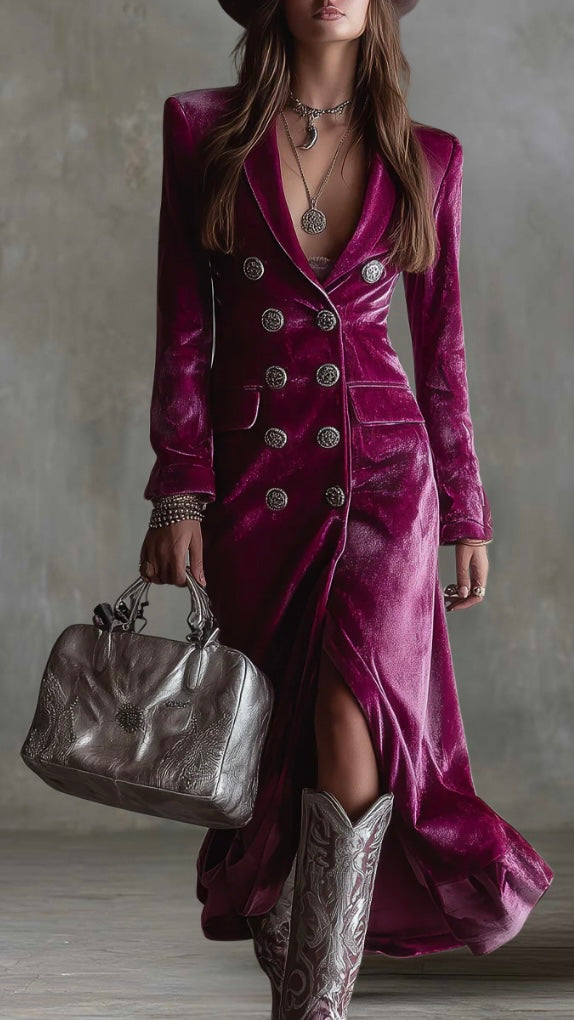 Violetta | Velvet Blazer-Maxi Dress