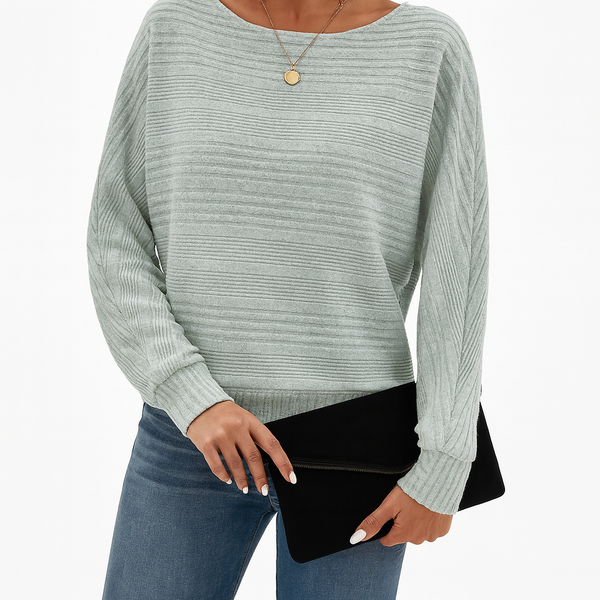Knit Top with Round Neck and Long Sleeves