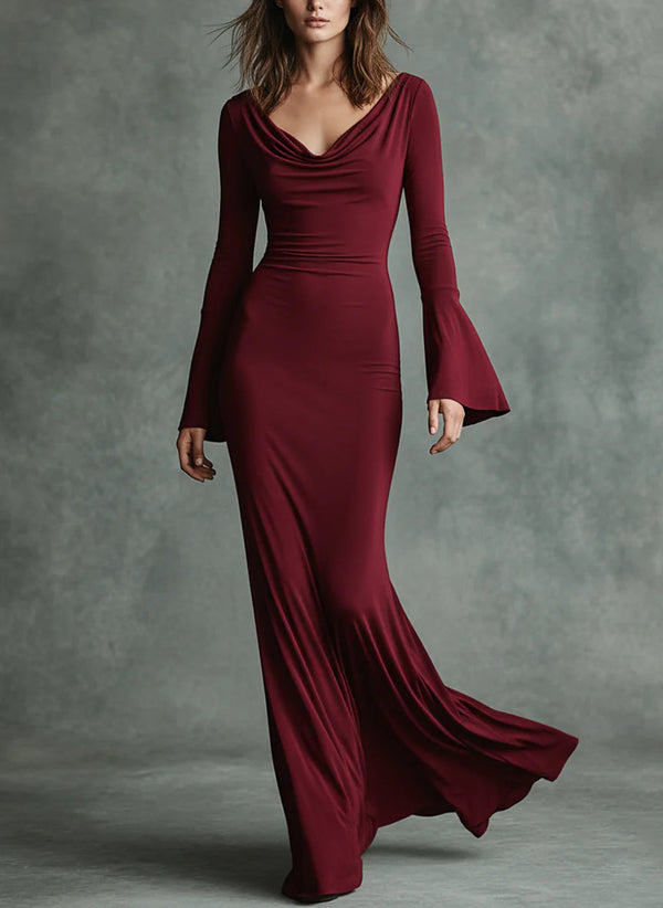 Avalon | Halter-Neck Bell-Sleeve Maxi Dress