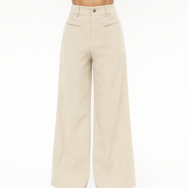 Cord Trousers with High Waist